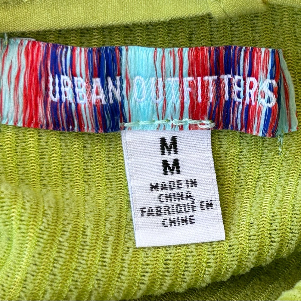 Urban Outfitters Ribbed Mini Dress Open Back Bodycon Lime Size Medium - Picture 5 of 9